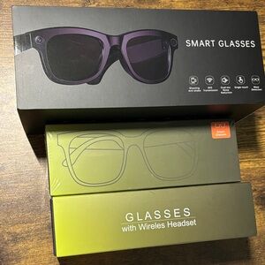 Smart Glasses with Wireless Headset - Black